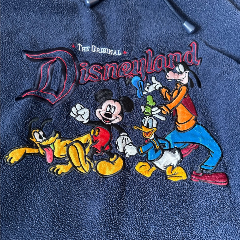 Vintage Disneyland hoodie blue fleece pocket mens small Mickey Mouse goofy Pluto - Picture 3 of 8